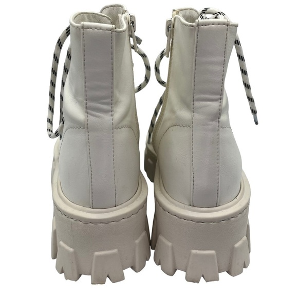 Moussy Open Toe Chunky Boots White Lace Up Ankle US 7 Combat Style - Picture 9 of 16